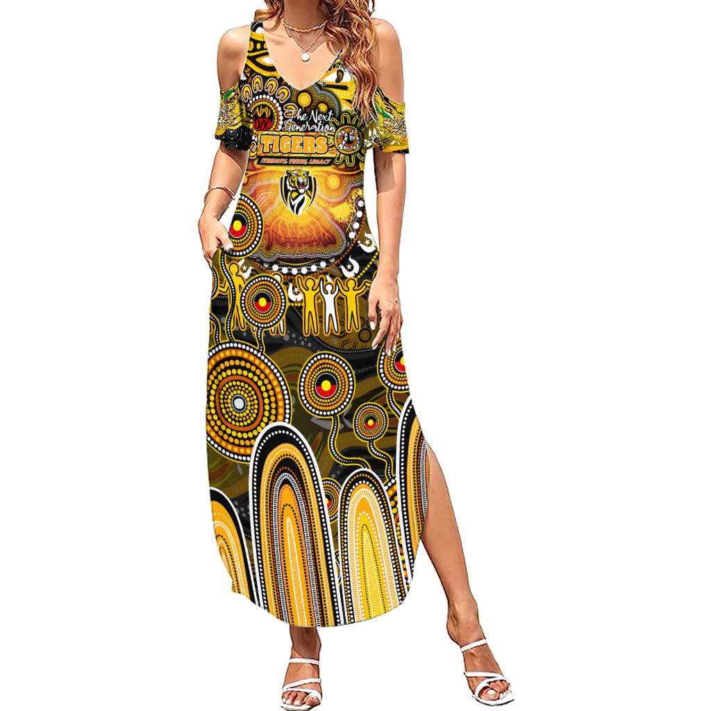 Personalised NAIDOC Week 2025 Tiger Football Summer Maxi Dress Aboriginal Dot Painting