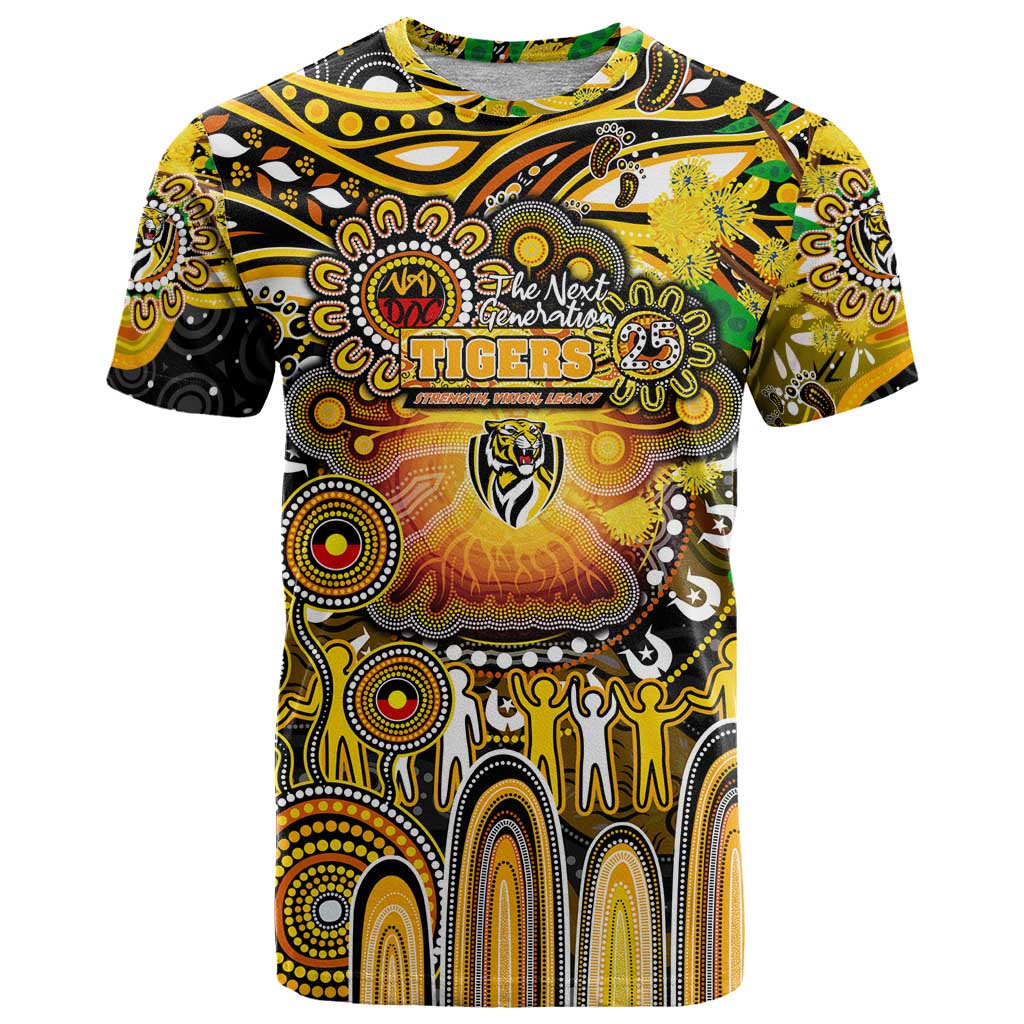 Personalised NAIDOC Week 2025 Tiger Football T Shirt Aboriginal Dot Painting