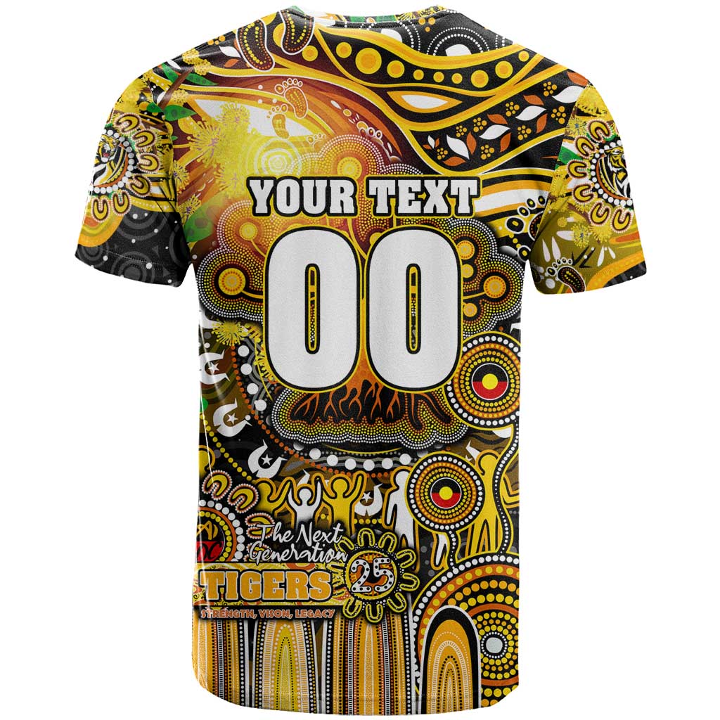 Personalised NAIDOC Week 2025 Tiger Football T Shirt Aboriginal Dot Painting