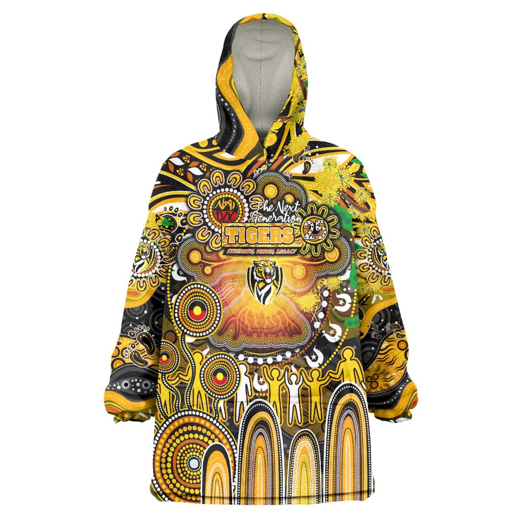 Personalised NAIDOC Week 2025 Tiger Football Wearable Blanket Hoodie Aboriginal Dot Painting