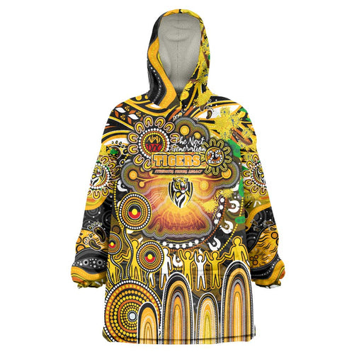 Personalised NAIDOC Week 2025 Tiger Football Wearable Blanket Hoodie Aboriginal Dot Painting