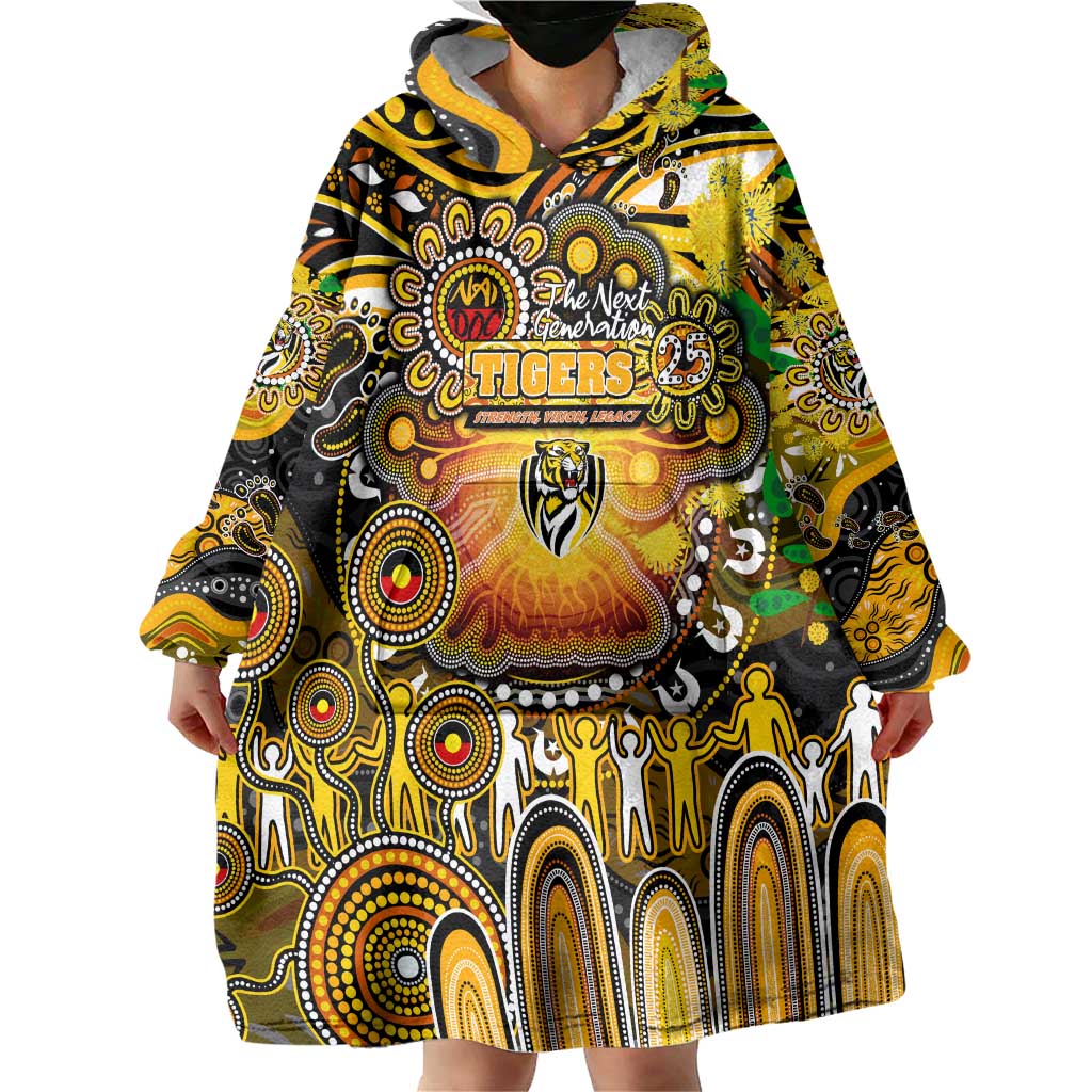 Personalised NAIDOC Week 2025 Tiger Football Wearable Blanket Hoodie Aboriginal Dot Painting