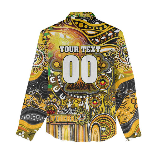 Personalised NAIDOC Week 2025 Tiger Football Women Casual Shirt Aboriginal Dot Painting