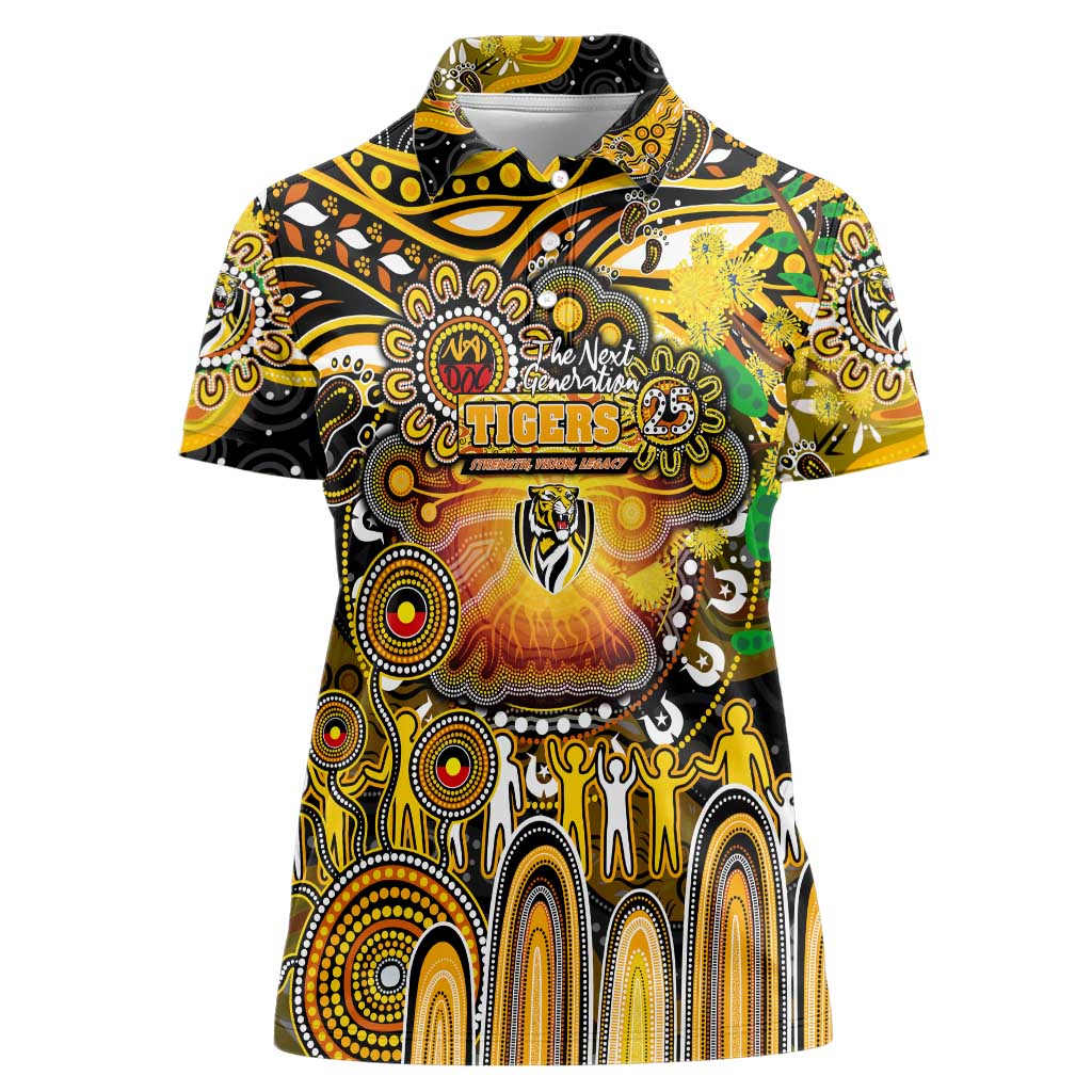 Personalised NAIDOC Week 2025 Tiger Football Women Polo Shirt Aboriginal Dot Painting