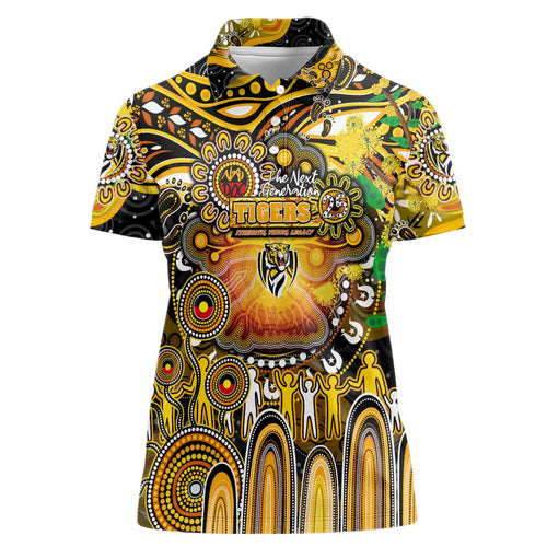 Personalised NAIDOC Week 2025 Tiger Football Women Polo Shirt Aboriginal Dot Painting