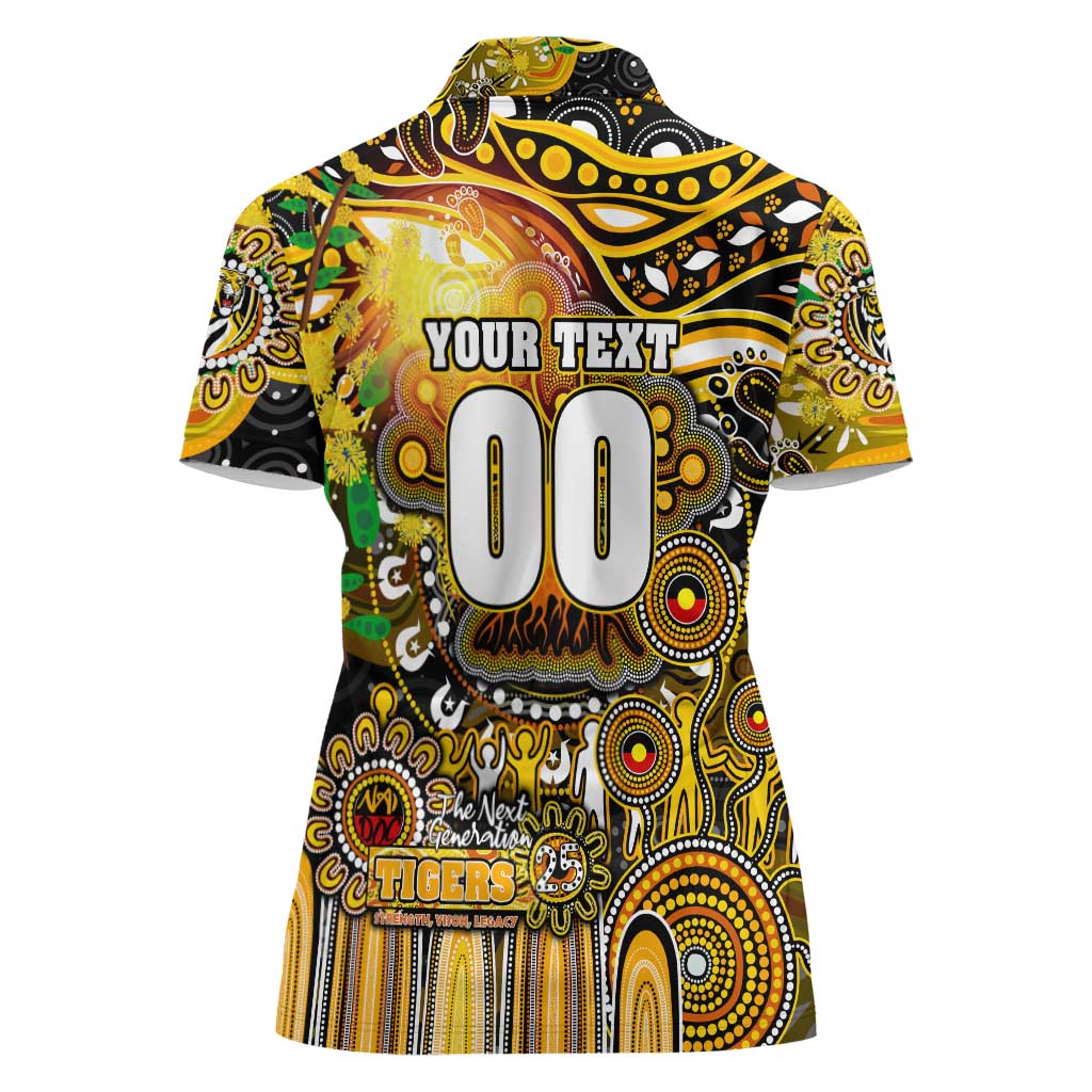 Personalised NAIDOC Week 2025 Tiger Football Women Polo Shirt Aboriginal Dot Painting