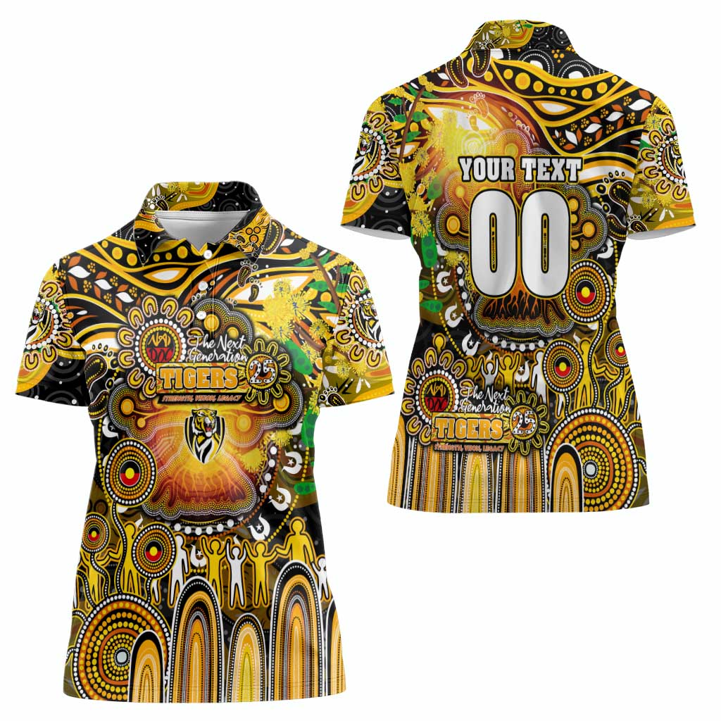 Personalised NAIDOC Week 2025 Tiger Football Women Polo Shirt Aboriginal Dot Painting