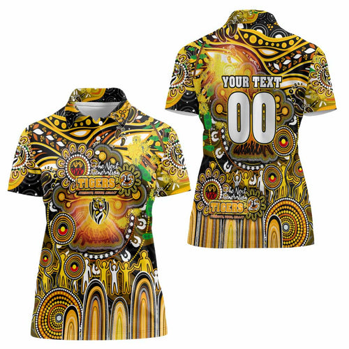 Personalised NAIDOC Week 2025 Tiger Football Women Polo Shirt Aboriginal Dot Painting