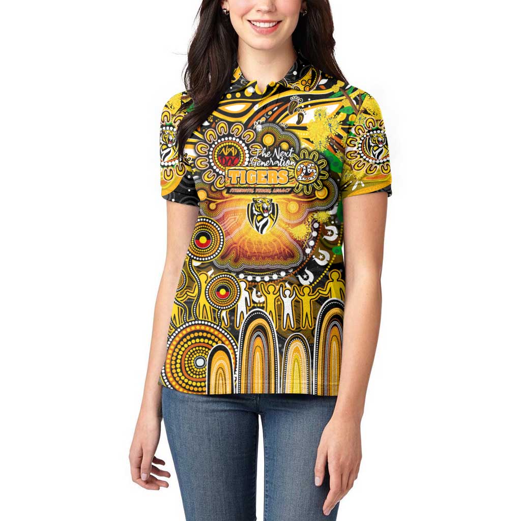 Personalised NAIDOC Week 2025 Tiger Football Women Polo Shirt Aboriginal Dot Painting