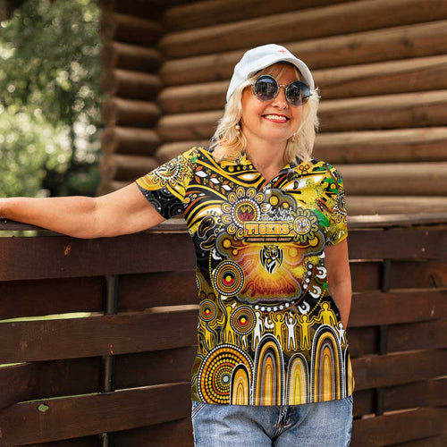 Personalised NAIDOC Week 2025 Tiger Football Women Polo Shirt Aboriginal Dot Painting