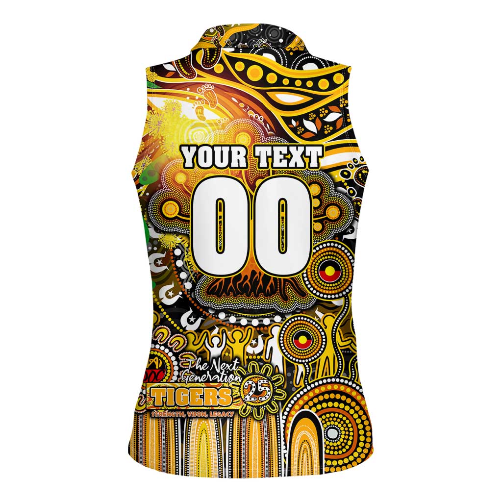 Personalised NAIDOC Week 2025 Tiger Football Women Sleeveless Polo Shirt Aboriginal Dot Painting