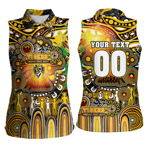 Personalised NAIDOC Week 2025 Tiger Football Women Sleeveless Polo Shirt Aboriginal Dot Painting
