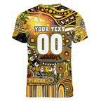 Personalised NAIDOC Week 2025 Tiger Football Women V-Neck T-Shirt Aboriginal Dot Painting