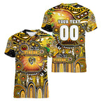 Personalised NAIDOC Week 2025 Tiger Football Women V-Neck T-Shirt Aboriginal Dot Painting