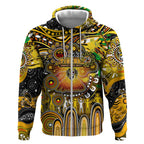 Personalised NAIDOC Week 2025 Tiger Football Zip Hoodie Aboriginal Dot Painting