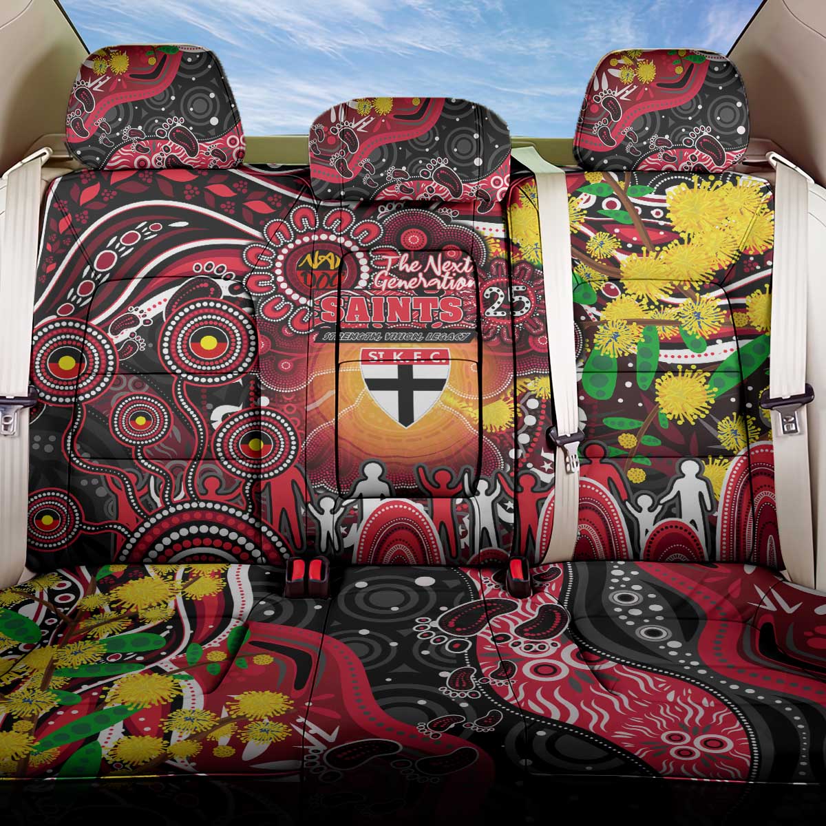 NAIDOC Week 2025 Saints Football Back Car Seat Cover Aboriginal Dot Painting