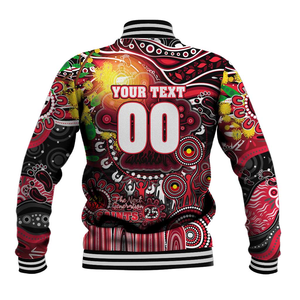 Personalised NAIDOC Week 2025 Saints Football Baseball Jacket Aboriginal Dot Painting