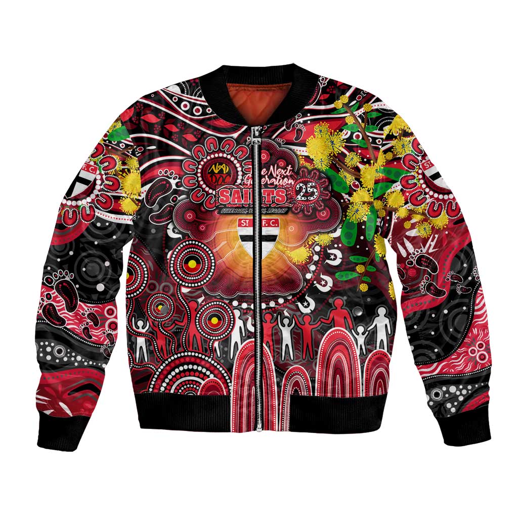 Personalised NAIDOC Week 2025 Saints Football Bomber Jacket Aboriginal Dot Painting