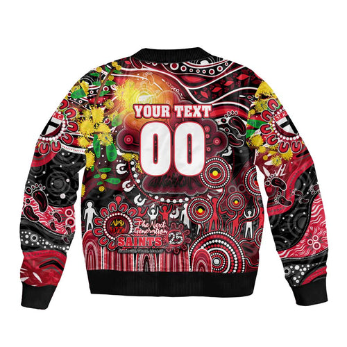 Personalised NAIDOC Week 2025 Saints Football Bomber Jacket Aboriginal Dot Painting