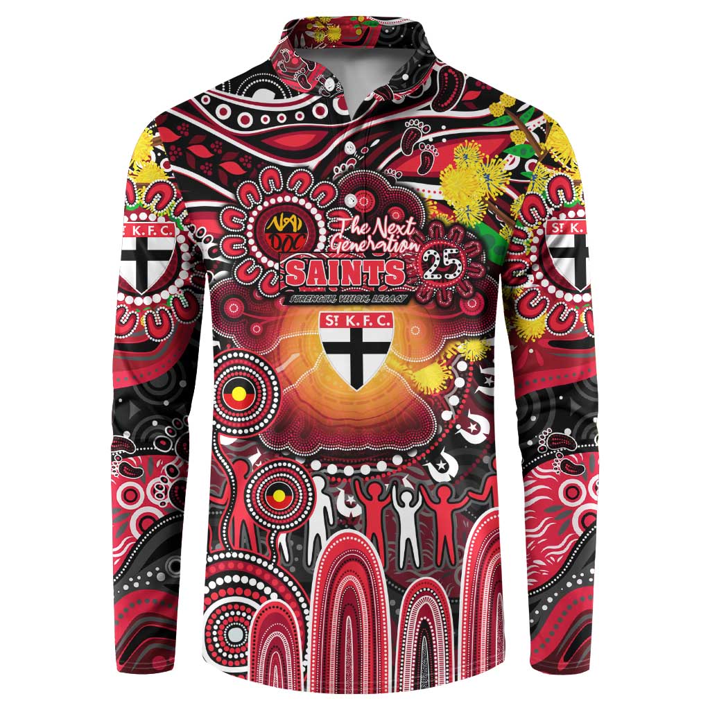 Personalised NAIDOC Week 2025 Saints Football Button Sweatshirt Aboriginal Dot Painting
