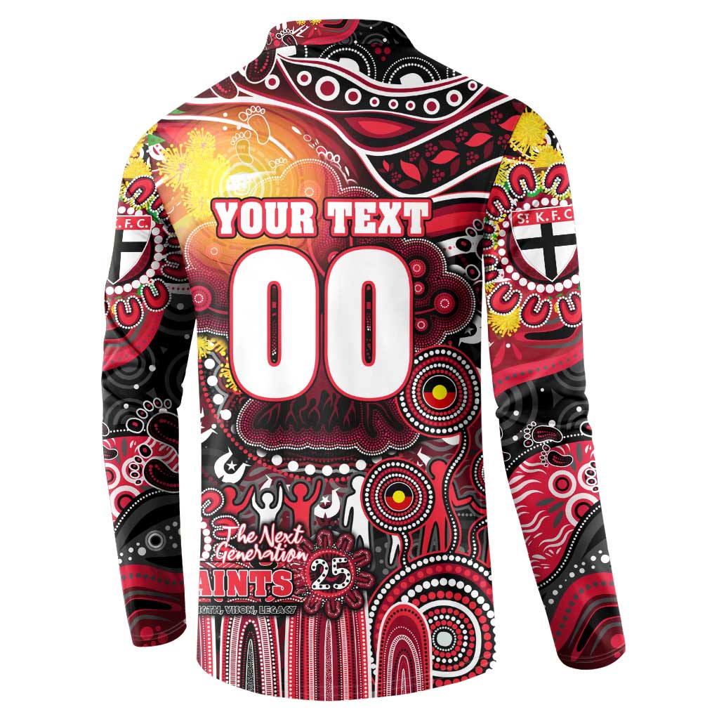 Personalised NAIDOC Week 2025 Saints Football Button Sweatshirt Aboriginal Dot Painting