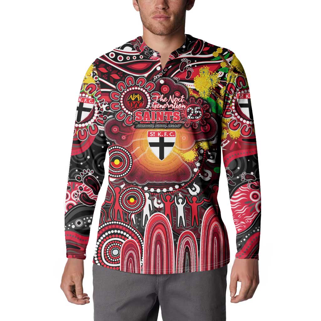 Personalised NAIDOC Week 2025 Saints Football Button Sweatshirt Aboriginal Dot Painting