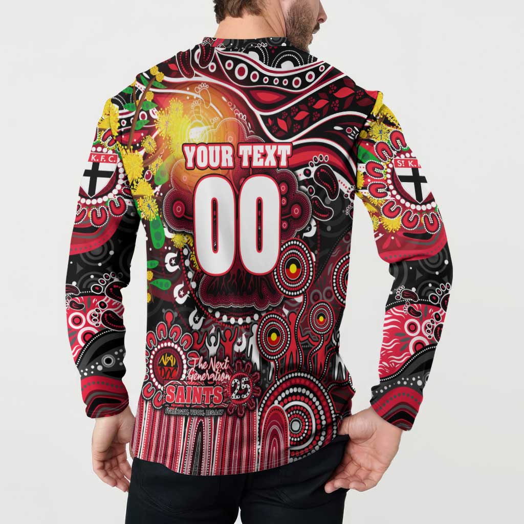 Personalised NAIDOC Week 2025 Saints Football Button Sweatshirt Aboriginal Dot Painting