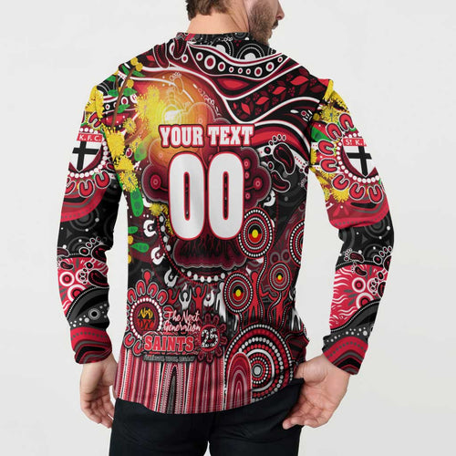 Personalised NAIDOC Week 2025 Saints Football Button Sweatshirt Aboriginal Dot Painting