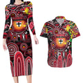 Personalised NAIDOC Week 2025 Saints Football Couples Matching Long Sleeve Bodycon Dress and Hawaiian Shirt Aboriginal Dot Painting