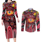 Personalised NAIDOC Week 2025 Saints Football Couples Matching Long Sleeve Bodycon Dress and Long Sleeve Button Shirt Aboriginal Dot Painting