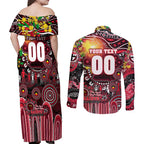 Personalised NAIDOC Week 2025 Saints Football Couples Matching Off Shoulder Maxi Dress and Long Sleeve Button Shirt Aboriginal Dot Painting