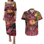 Personalised NAIDOC Week 2025 Saints Football Couples Matching Puletasi and Hawaiian Shirt Aboriginal Dot Painting