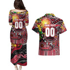 Personalised NAIDOC Week 2025 Saints Football Couples Matching Puletasi and Hawaiian Shirt Aboriginal Dot Painting