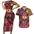 Personalised NAIDOC Week 2025 Saints Football Couples Matching Short Sleeve Bodycon Dress and Hawaiian Shirt Aboriginal Dot Painting