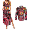 Personalised NAIDOC Week 2025 Saints Football Couples Matching Summer Maxi Dress and Long Sleeve Button Shirt Aboriginal Dot Painting