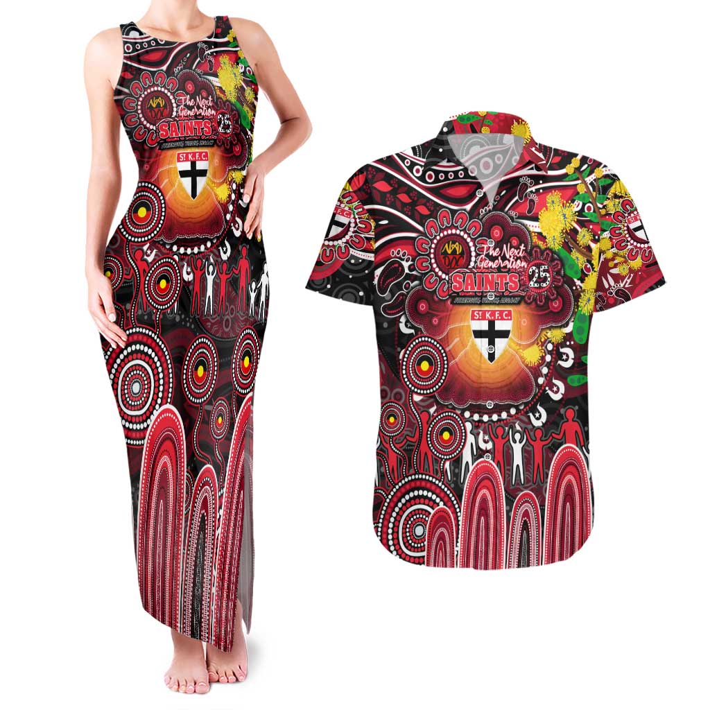 Personalised NAIDOC Week 2025 Saints Football Couples Matching Tank Maxi Dress and Hawaiian Shirt Aboriginal Dot Painting