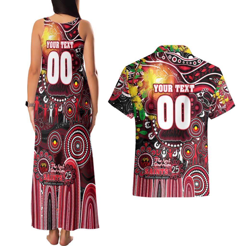 Personalised NAIDOC Week 2025 Saints Football Couples Matching Tank Maxi Dress and Hawaiian Shirt Aboriginal Dot Painting