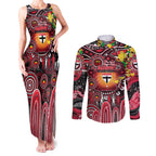 Personalised NAIDOC Week 2025 Saints Football Couples Matching Tank Maxi Dress and Long Sleeve Button Shirt Aboriginal Dot Painting