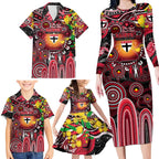 Personalised NAIDOC Week 2025 Saints Football Family Matching Long Sleeve Bodycon Dress and Hawaiian Shirt Aboriginal Dot Painting
