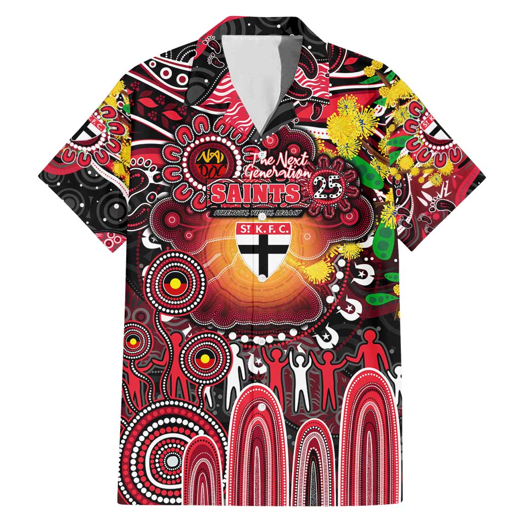 Personalised NAIDOC Week 2025 Saints Football Family Matching Mermaid Dress and Hawaiian Shirt Aboriginal Dot Painting