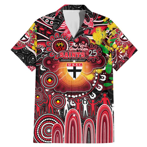 Personalised NAIDOC Week 2025 Saints Football Family Matching Mermaid Dress and Hawaiian Shirt Aboriginal Dot Painting