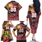 Personalised NAIDOC Week 2025 Saints Football Family Matching Off The Shoulder Long Sleeve Dress and Hawaiian Shirt Aboriginal Dot Painting