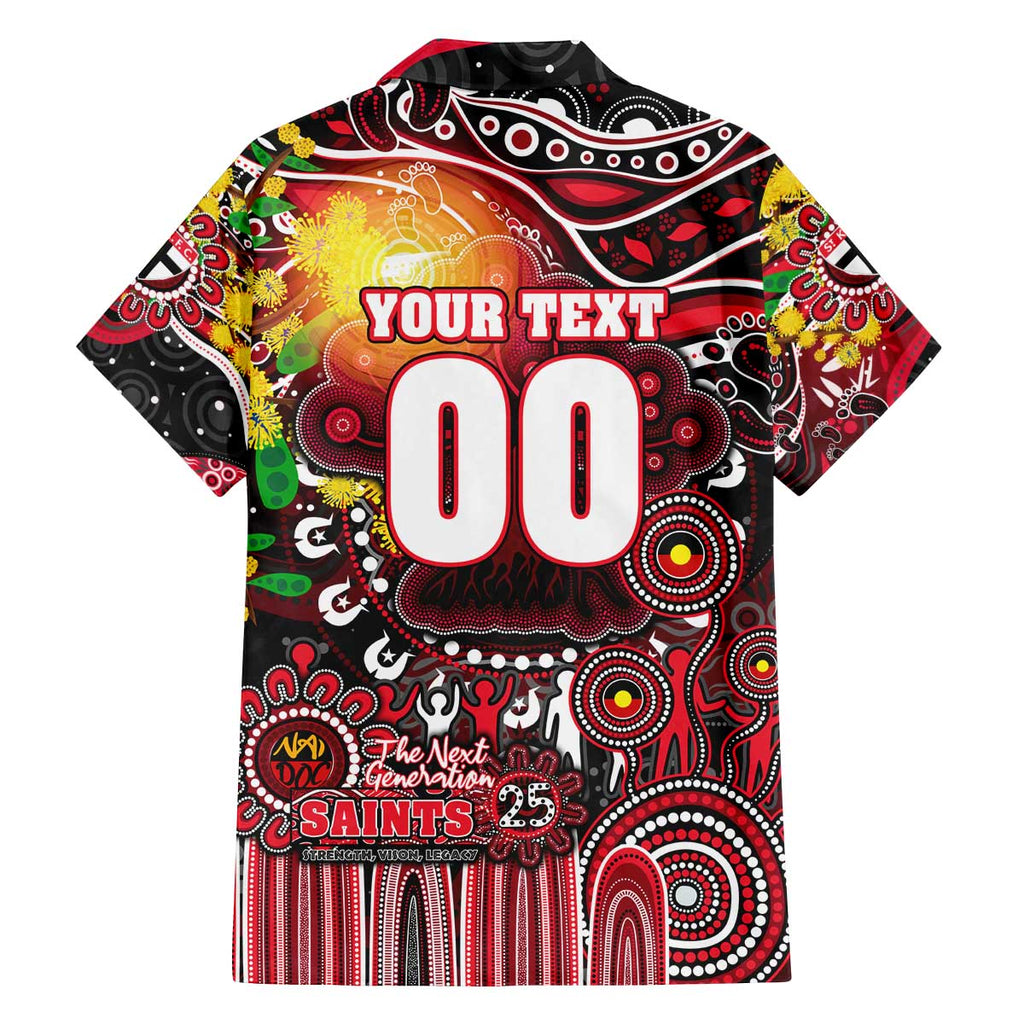 Personalised NAIDOC Week 2025 Saints Football Family Matching Off The Shoulder Long Sleeve Dress and Hawaiian Shirt Aboriginal Dot Painting