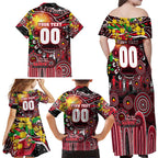 Personalised NAIDOC Week 2025 Saints Football Family Matching Off Shoulder Maxi Dress and Hawaiian Shirt Aboriginal Dot Painting