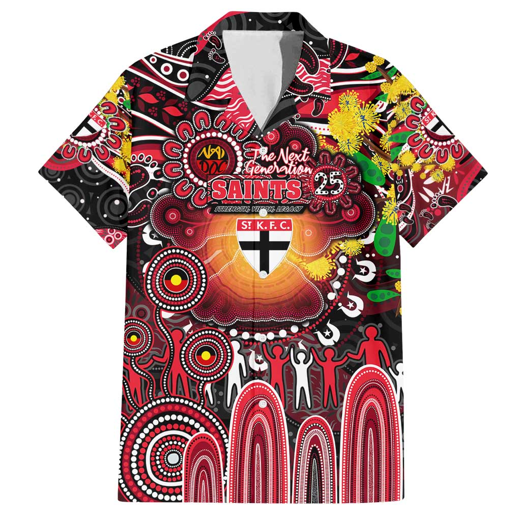 Personalised NAIDOC Week 2025 Saints Football Family Matching Off Shoulder Maxi Dress and Hawaiian Shirt Aboriginal Dot Painting