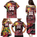 Personalised NAIDOC Week 2025 Saints Football Family Matching Puletasi and Hawaiian Shirt Aboriginal Dot Painting
