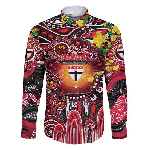 Personalised NAIDOC Week 2025 Saints Football Family Matching Puletasi and Hawaiian Shirt Aboriginal Dot Painting
