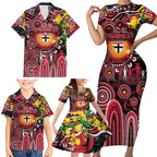 Personalised NAIDOC Week 2025 Saints Football Family Matching Short Sleeve Bodycon Dress and Hawaiian Shirt Aboriginal Dot Painting