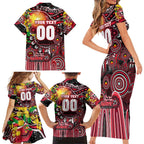 Personalised NAIDOC Week 2025 Saints Football Family Matching Short Sleeve Bodycon Dress and Hawaiian Shirt Aboriginal Dot Painting
