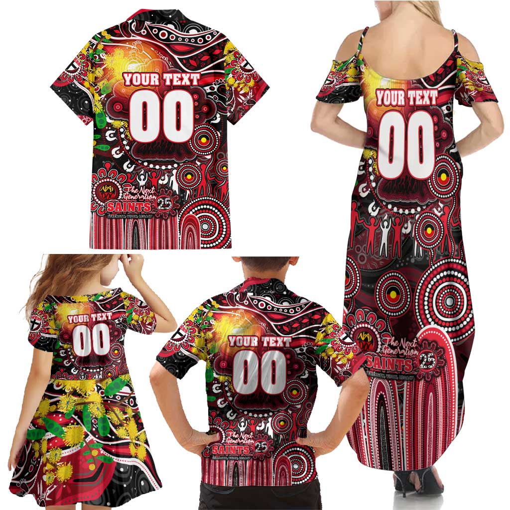 Personalised NAIDOC Week 2025 Saints Football Family Matching Summer Maxi Dress and Hawaiian Shirt Aboriginal Dot Painting